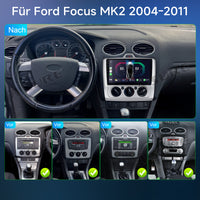 9 Zoll 2+64GB Android 14 Autoradio für Ford Focus MK2 2004-2011, 1280x800 IPS Touchscreen kabelloses CarPlay Android Auto GPS-Navigation Lenkradsteuerung Bluetooth 5.0 Wi-Fi DSP FM RDS USB