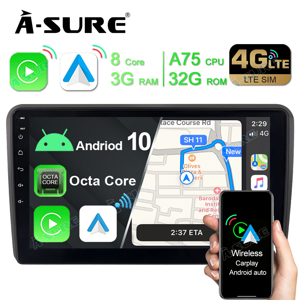 9‘’ 3G+32G Carplay Autoradio Android 10 Navi GPS für AUDI A3 S3 RS3