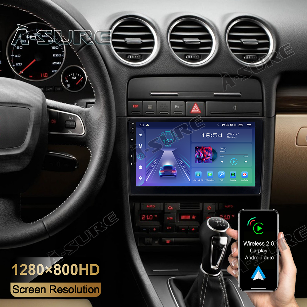 2GB+32GB Android 12 Autoradio GPS NAVI BT5 USB für Audi A4 S4 RS4 B6 B7 BOSE