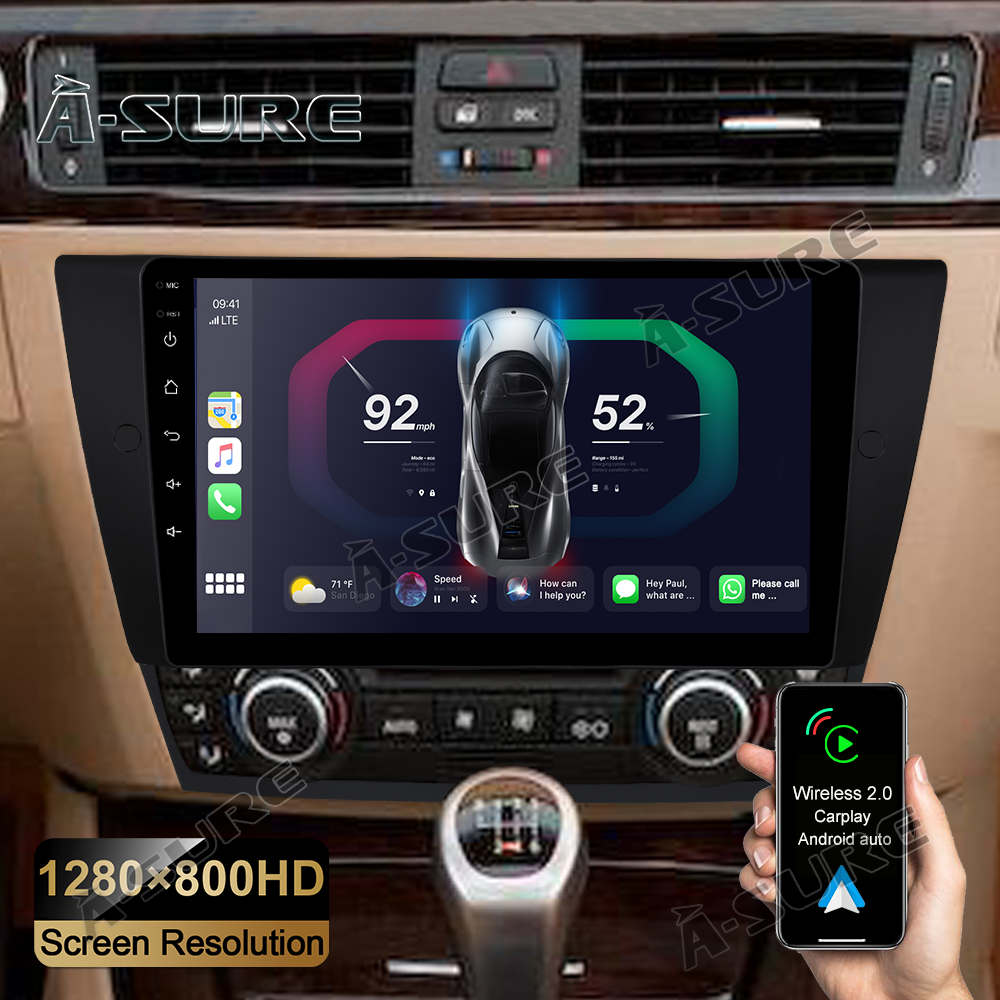 9" Android 12 Navi Autoradio 32GB Wireless CarPlay für BMW 3er E90 E91 E92 E93