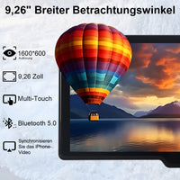 9,26 Zoll Auto Display mit Drahtlosem CarPlay & Android Auto – 4K Dashcam, 1080P Rückfahrkamera, Touchscreen – Tragbares CarPlay Bildschirm für Auto, SUV, LKW, 64GB TF Karte