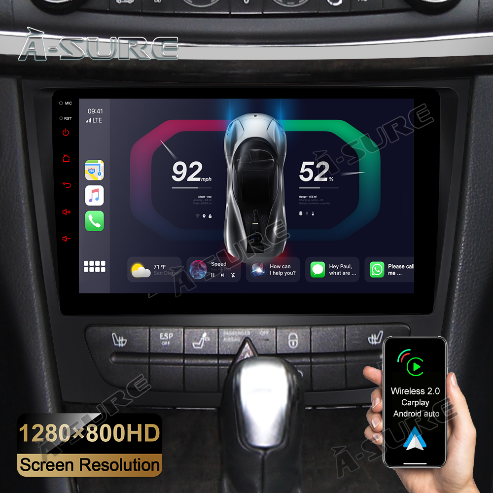 9'' Android 12 Autoradio Navi Carplay 2+32GB Mercedes-Benz E-Klasse CLS C219 W211 C209