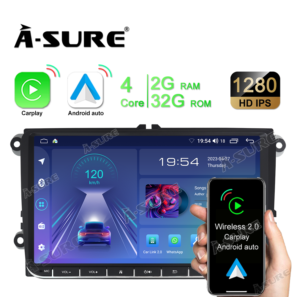 9" Android 12 Carplay 2+32G Autoradio GPS NAVI für VW Golf 5 6 Plus Touran Polo Passat