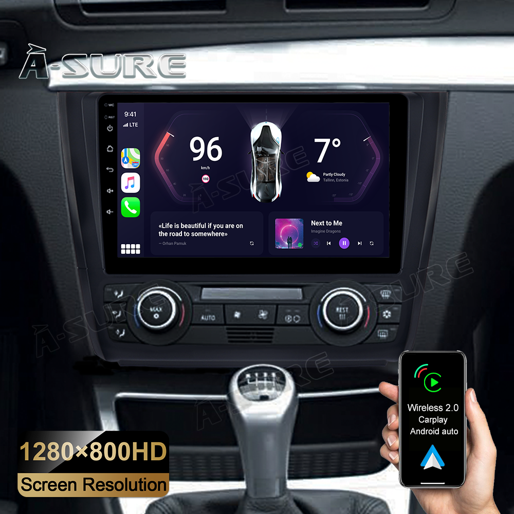 Android 12 Autoradio 2+32GB Navi GPS Carplay Für BMW 1ER MK1 E81 E82 E87 E88 A/C 