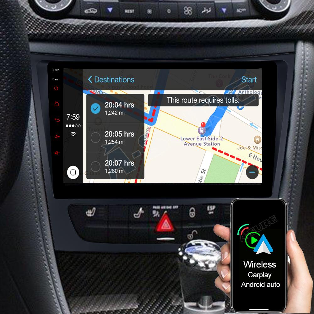 4G LTE SIM Carplay 9'' Android 10 NAVI Radio 64 GB für Mercedes BENZ E/CLS W211 C219