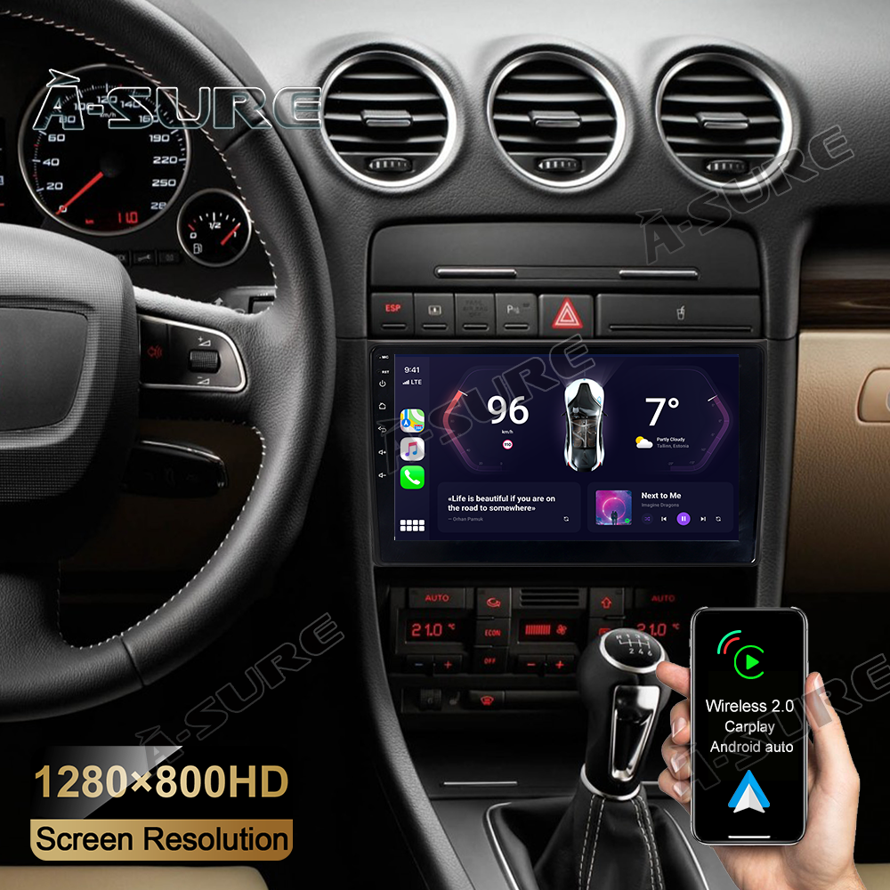 9‘’ 2+32GB Android 12 Radio Navi navigationsgerät GPS Für Audi A4 S4 RS4 B6 B7 BOSE