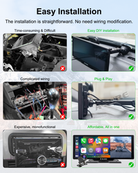 Tragbares Autoradio zur Armaturenbrettmontage mit 4K-Dashcam und 1080P-Rückfahrkamera – Kabelloses Apple CarPlay und Android Auto – 10,26-Zoll-HD-Touchscreen, Bluetooth, GPS, Navi, Sprachsteuerung, universell