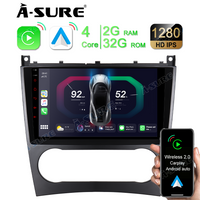 A-Sure 2+32GB Android 12 Autoradio 9‘’ GPS Navi für Mercedes Benz C/CLC Klasse W203 2004-2007