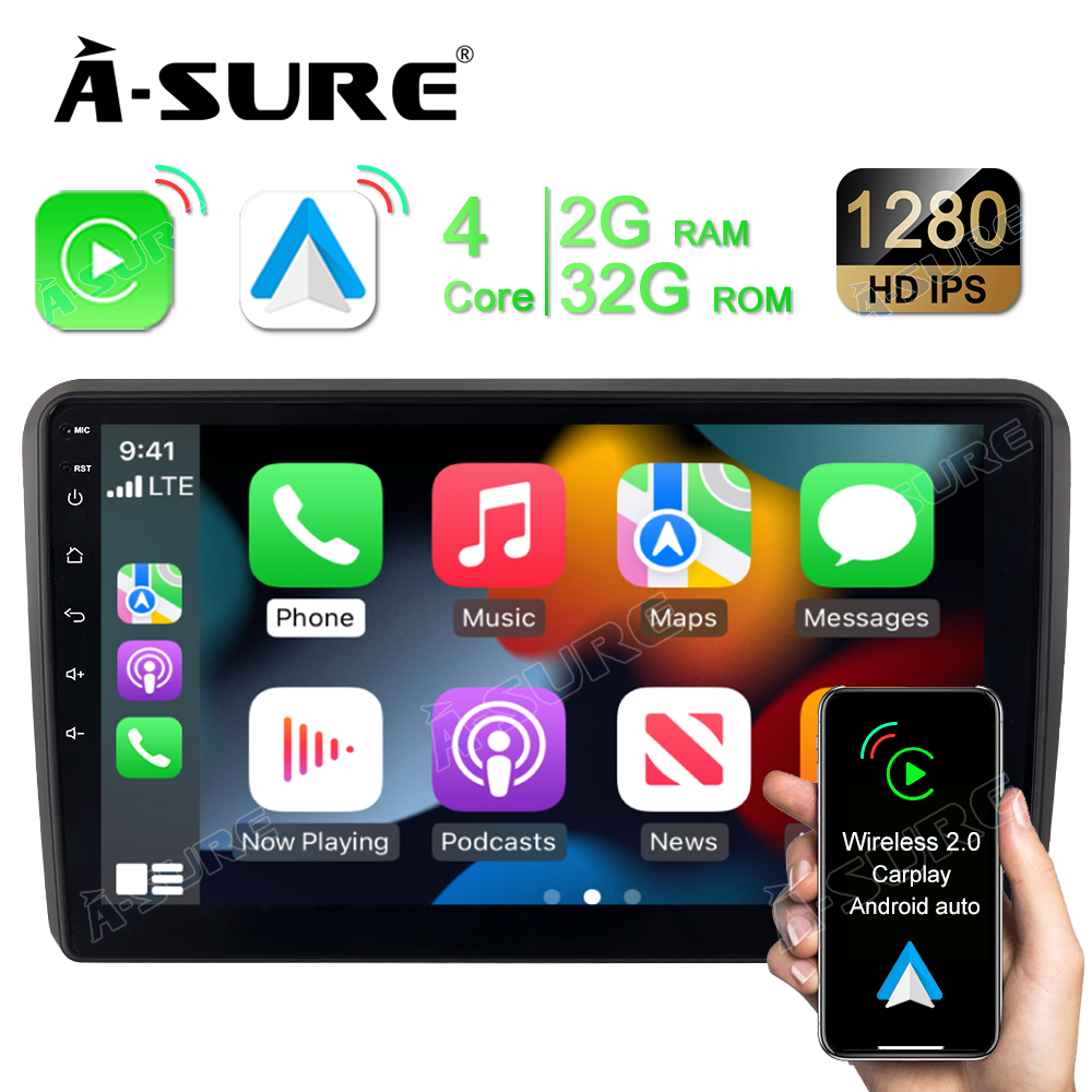 Für Audi A3 S3 RS3 8P Carplay Autoradio 2+32GB Android 12 GPS Navi WIFI BT