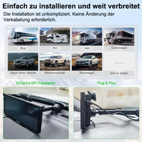 9,26 Zoll Auto Display mit Drahtlosem CarPlay & Android Auto – 4K Dashcam, 1080P Rückfahrkamera, Touchscreen – Tragbares CarPlay Bildschirm für Auto, SUV, LKW, 64GB TF Karte