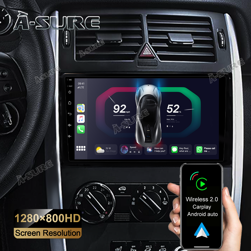 9'' 2+32G Carplay Android Auto Radio Navi GPS for Mercedes Benz A/B Sprinter W639 W245 Android 12