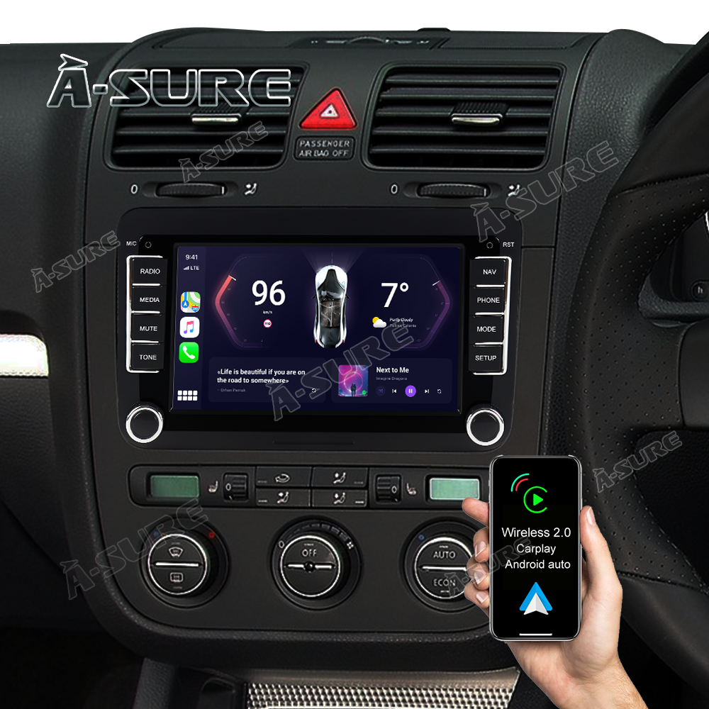  Apple Carplay Car Stereo CD/DVD Player for VW Passat Jetta Golf  Polo Tiguan Touran MK5 MK6 Seat Skoda, 7 Inch Touchscreen Car Radio Audio  with Bluetooth/USB/FM/Android Auto/Mirror Link/Backup Camera : Electronics