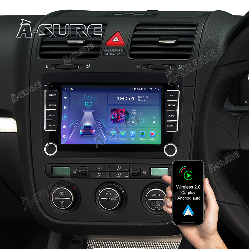 Android 12 2-DIN 2+32GB NAVI RADIO GPS BT für VW GOLF PASSAT TOURAN POLO