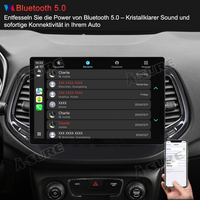 13,1" 8-Kern 4+64GB Android 14 Autoradio für Jeep Compass 2017-2020, 2K IPS Touchscreen kabelloses CarPlay Android Auto GPS-Navigation Bluetooth 5.1 Wi-Fi DSP FM RDS 4G LTE
