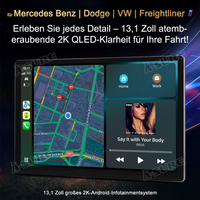 13,1 Zoll 8-Kern 4+64GB Autoradio für VW Crafter/Mercedes-Benz Sprinter/Dodge Sprinter/Freightliner Sprinter, Android 14 2K IPS Touchscreen kabelloses CarPlay Android Auto GPS-Navigation Rückfahrkamera Bluetooth Wi-Fi DSP FM RDS 4G LTE