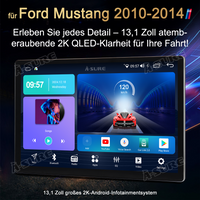 13,1 Zoll 8-Kern 4+64GB Android 14 Autoradio für Ford Mustang 2010-2014, 2K IPS Touchscreen kabelloses CarPlay Android Auto GPS-Navigation Bluetooth Wi-Fi 4G LTE Lenkradsteuerung DSP FM RDS USB