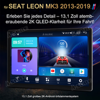 13,1" 8-Kern Android 14 Autoradio 4+64GB für SEAT LEON MK3 2013-2019, 2K IPS Touchscreen kabelloses CarPlay Android Auto GPS-Navigation Bluetooth Wi-Fi DSP FM RDS 4G LTE Rückfahrkamera