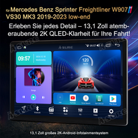 13,1 Zoll 8-Kern 4+64GB Autoradio für Mercedes Benz Sprinter Freightliner W907 VS30 MK3 2019-2023, Android 14 2K IPS Touchscreen kabelloses CarPlay Android Auto GPS-Navigation Bluetooth Wi-Fi DSP FM RDS 4G LTE