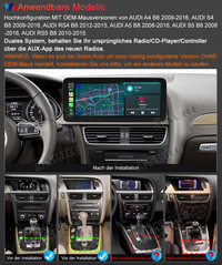 12,3 Zoll 8-Kern 4+64GB Android 14 Autoradio für Hochkonfigurationsversionen (MIT OEM-Maus) von AUDI A4/S4 B8 (2009-2016), AUDI RS4 B8 (2012-2015), 2K QLED IPS Touchscreen Apple CarPlay Android Auto GPS-Navigation Bluetooth Wi-Fi 4G LTE DSP FM RDS
