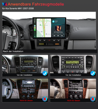 13,1 Zoll 8-Kern 4+64GB Android 14 Autoradio für Kia Sorento MK1 2007-2008, 2K IPS Touchscreen kabelloses CarPlay Android Auto GPS-Navigation Bluetooth 5.1 Wi-Fi DSP FM RDS 4G LTE