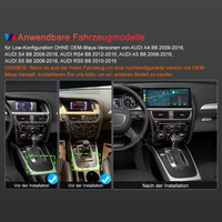 12,3 Zoll 8-Kern 4+64GB Android 14 Autoradio für Low-Konfigurationsversionen (OHNE OEM-Maus) von AUDI A4/S4 B8 (2009-2016), AUDI RS4 B8 (2012-2015), 2K QLED Touchscreen Apple CarPlay Android Auto GPS-Navigation Bluetooth Wi-Fi 4G LTE DSP FM RDS