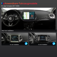 13,1" 8-Kern 4+64GB Android 14 Autoradio für Jeep Compass 2017-2020, 2K IPS Touchscreen kabelloses CarPlay Android Auto GPS-Navigation Bluetooth 5.1 Wi-Fi DSP FM RDS 4G LTE