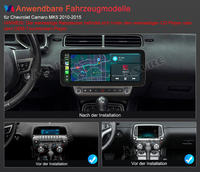 12,3 Zoll 8-Kern 4+64GB Android 14 Autoradio für Chevrolet Camaro MK5 2010-2015, HD 1920x720 IPS Touchscreen kabelloses CarPlay Android Auto GPS-Navigation Bluetooth Wi-Fi DSP FM RDS 4G LTE Rückfahrkamera