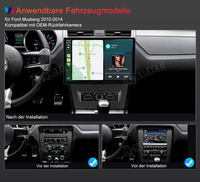 13,1 Zoll 8-Kern 4+64GB Autoradio für Ford Mustang 2010-2014, Android 14 2K IPS Touchscreen kabelloses CarPlay Android Auto GPS-Navigation Lenkradsteuerung Bluetooth 5.0 Wi-Fi 4G LTE DSP FM RDS USB