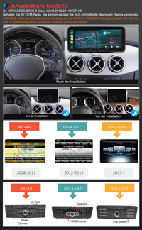 12,3 Zoll 8-Kern 4+64GB Autoradio für MERCEDES BENZ B-Klasse W246 2012-2014 (NGT 4.5), Android 14 2K IPS Touchscreen kabelloses CarPlay Android Auto GPS-Navigation Bluetooth Wi-Fi 4G LTE Lenkradsteuerung DSP FM RDS USB