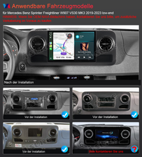 13,1 Zoll 8-Kern Android 14 4+64GB Autoradio für Mercedes Benz Sprinter Freightliner W907 VS30 MK3 2019-2023, 2K IPS Touchscreen kabelloses CarPlay Android Auto GPS-Navigation Bluetooth Wi-Fi DSP FM RDS 4G LTE Rückfahrkamera