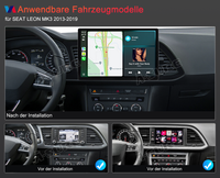 13,1" 8-Kern Android 14 Autoradio 4+64GB für SEAT LEON MK3 2013-2019, 2K IPS Touchscreen kabelloses CarPlay Android Auto GPS-Navigation Bluetooth Wi-Fi DSP FM RDS 4G LTE