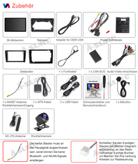 13,1 Zoll 4+64GB Android 14 2-Din Autoradio für Ford Transit Tourneo Custom 2018-2022, 8-Kern 2K IPS Touchscreen Rückfahrkamera kabelloses CarPlay Android Auto GPS-Navigation Bluetooth Wi-Fi DSP FM RDS 4G LTE USB