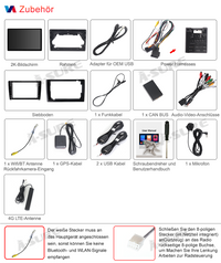 13,1 Zoll 8-Kern 4+64GB Autoradio für Ford Transit Tourneo Custom 2018-2022, 2-Din Android 14 2K IPS Touchscreen kabelloses CarPlay Android Auto GPS-Navigation Bluetooth Wi-Fi DSP FM RDS 4G LTE USB
