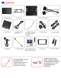 13,1" 8-Kern Android 14 Autoradio 4+64GB für SEAT LEON MK3 2013-2019, 2K IPS Touchscreen kabelloses CarPlay Android Auto GPS-Navigation Bluetooth Wi-Fi DSP FM RDS 4G LTE
