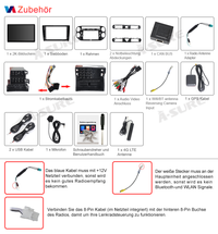 13,1 Zoll 8-Kern Android 14 4+64GB Autoradio für VW Golf Plus 2004-2013/VW Tiguan 2007-2016, 2K QLED IPS Touchscreen kabelloses CarPlay Android Auto 4G LTE GPS-Navigation Bluetooth Wi-Fi DSP FM RDS USB