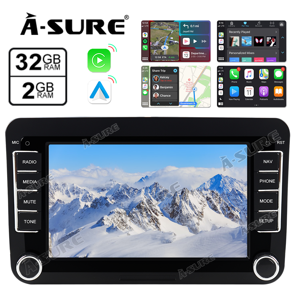 A-Sure 7" Android 11 GPS Navi CarPlay Autoradio BT für VW GOLF 5 6 PASSAT TIGUAN TOURAN