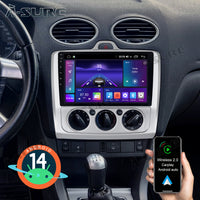 9 Zoll 2+64GB Android 14 Autoradio für Ford Focus MK2 2004-2011, 1280x800 IPS Touchscreen kabelloses CarPlay Android Auto GPS-Navigation Lenkradsteuerung Bluetooth 5.0 Wi-Fi DSP FM RDS USB