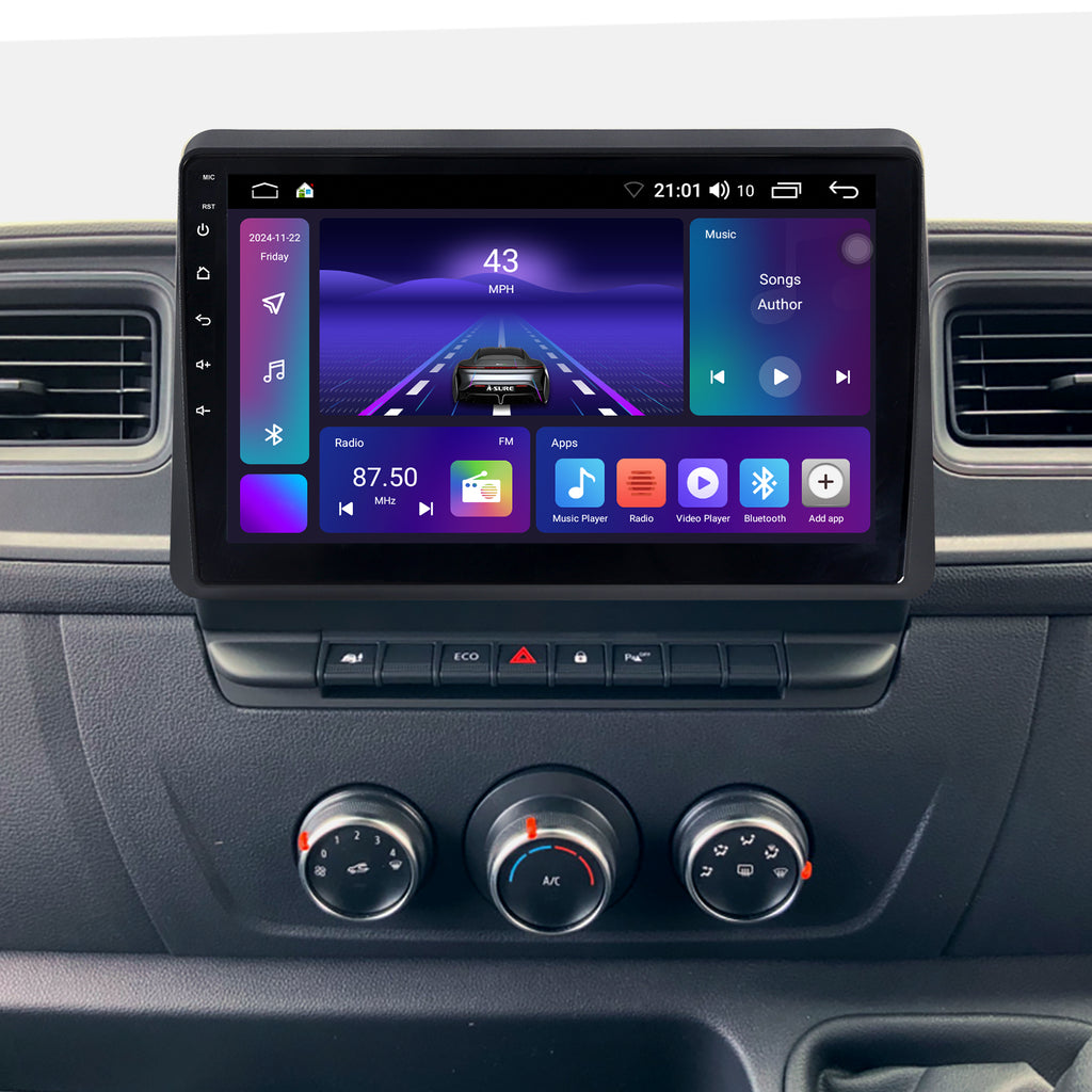 10,1 Zoll 2+64GB Android 14 Autoradio für Renault Master 2019–2023, Opel Movano B 2019–2021, Nissan NV400 2019–2023, kabelloses CarPlay Android Auto GPS-Navigation Bluetooth Wi-Fi DSP FM RDS 1280x800 Touchscreen