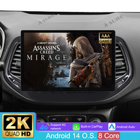 13,1" 8-Kern 4+64GB Android 14 Autoradio für Jeep Compass 2017-2020, 2K IPS Touchscreen Rückfahrkamera kabelloses CarPlay Android Auto GPS-Navigation Bluetooth 5.1 Wi-Fi DSP FM RDS 4G LTE