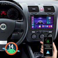 9 Zoll 4+64GB Android 14 Autoradio für VW Passat B6 B7 CC/Polo MK5 6/Golf 5 6 Plus/Tiguan/Touran/Sharan/EOS/Beetle, 8-Kern GPS-Navigation 1280HD IPS Touchscreen kabelloses CarPlay Android Auto 4G LTE Bluetooth 5.0 Wi-Fi DSP FM RDS USB