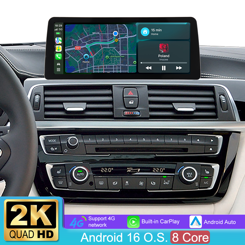 A-Sure 12.3" 2K Touchscreen 8-core 4+64GB Car Radio Android 16 Stereo for NBT BMW 3 F30/F31/F34/F35 (2013-2016)/BMW 4 F32/F33/F36 (2013-2016), Support Apple CarPlay/Android Auto/GPS Nav/4G LTE/Wi-Fi/BT 5.0/DSP