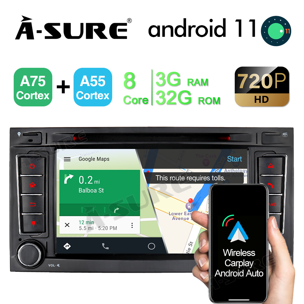 Volkswagen Android 12 CarPlay & Android 32G ROM Auto Car Stereo