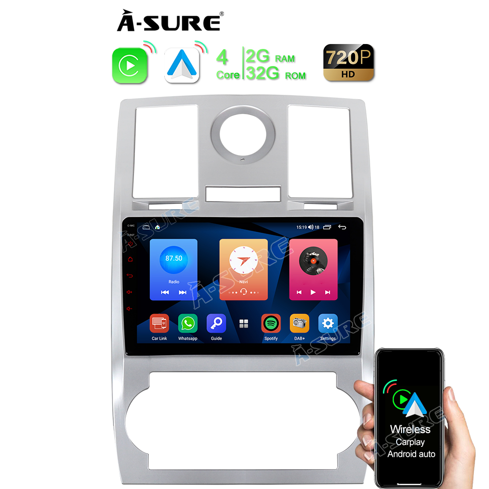 9" Android 2 GB RAM + 32 GB ROM Autoradio-Navigations-GPS-Haupteinheit für Chrysler 300 300C 2005-2010, unterstützt kabelloses Carplay, Android Auto, 1280 x 720 Pixel, Bluetooth, DSP, WLAN, SWC, RDS, USB