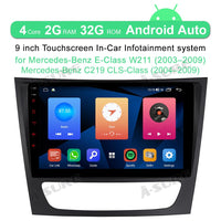 9" 2+32GB Android Autoradio DSP GPS Navi Car Radio with Wireless Carplay Android Auto for Mercedes-Benz E-Class W211 (2003–2009), C219 CLS-Class (2004–2009), Support DSP Wifi Bluetooth 1280x720P Display USB SWC
