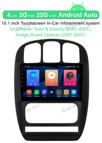 10.1" Android 2GB RAM+32GB ROM Autoradio Navigation GPS Head Unit for Chrysler Town & Country (2001-2007); Dodge Grand Caravan (2001-2007) Support Wireless Carplay Android Auto 1280x720 Pixel Bluetooth DSP Wifi SWC RDS USB