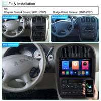 10.1" Android 2GB RAM+32GB ROM Autoradio Navigation GPS Head Unit for Chrysler Town & Country (2001-2007); Dodge Grand Caravan (2001-2007) Support Wireless Carplay Android Auto 1280x720 Pixel Bluetooth DSP Wifi SWC RDS USB