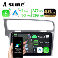 10.1" ANDROID 10 Autoradio Built-in 4G Modem GPS NAVI CAR RADIO with Octa-Core3GB RAM 32GB ROM FOR VW Golf 7 VII Mk7 2012-2020