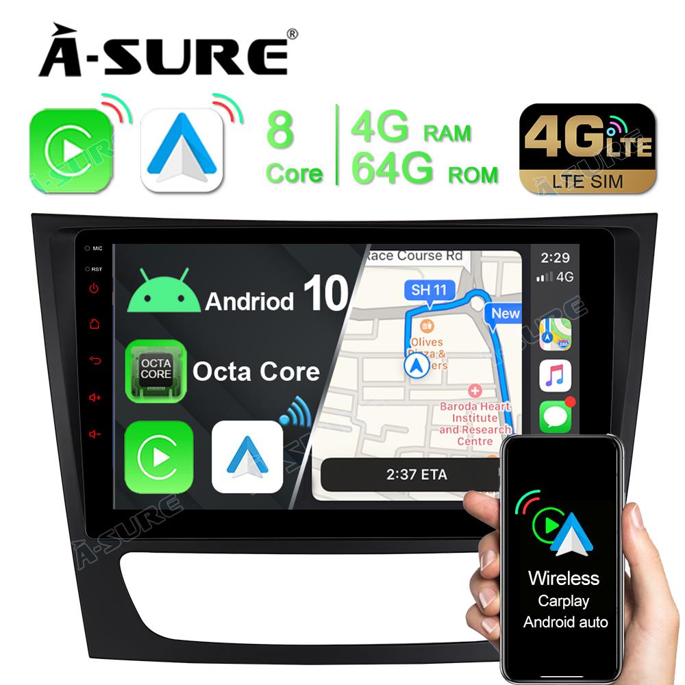 9" Octa-Core Android 10 Autoradio Navigation GPS für Mercedes-Benz E-Klasse W211 (2003–2009), C219 CLS-Klasse (2004–2009); 4 GB RAM + 64 GB ROM Radio, integriertes 4G LTE, Bluetooth, DSP, GPS; mit Wireless Carplay Android Auto 