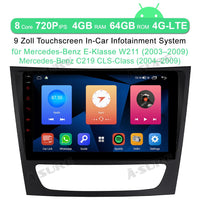 9" Octa-Core Android 10 Autoradio Navigation GPS für Mercedes-Benz E-Klasse W211 (2003–2009), C219 CLS-Klasse (2004–2009); 4 GB RAM + 64 GB ROM Radio, integriertes 4G LTE, Bluetooth, DSP, GPS; mit Wireless Carplay Android Auto 