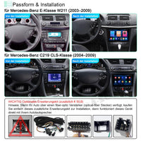 9" Octa-Core Android 10 Autoradio Navigation GPS für Mercedes-Benz E-Klasse W211 (2003–2009), C219 CLS-Klasse (2004–2009); 4 GB RAM + 64 GB ROM Radio, integriertes 4G LTE, Bluetooth, DSP, GPS; mit Wireless Carplay Android Auto 